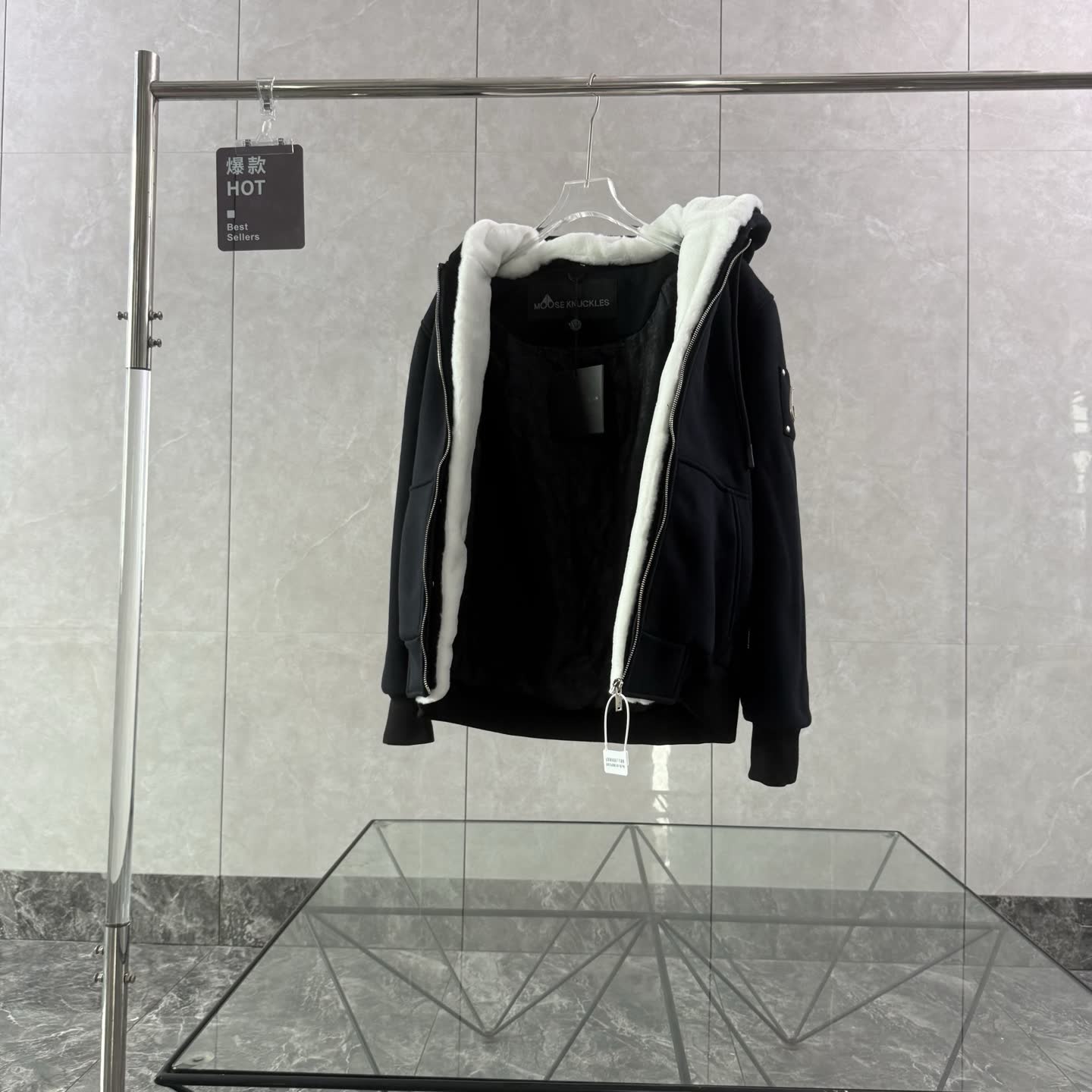 Moose Knuckles Shearling-Lined Zip Hoodie Moose Knuckles Shearling-Lined Zip Hoodie